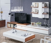 White High Gloss Living Room Furniture Wall Unit Coffee Table Non Toxic Material