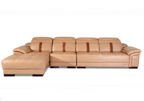 耐久の革部門別のソファー ベッドの純木フレームの高いクッション